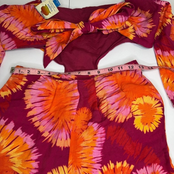 Farm Rio for Anthropologie XS Tie-Back Wide-Leg Jumpsuit Floral Festival Boho - Picture 6 of 11